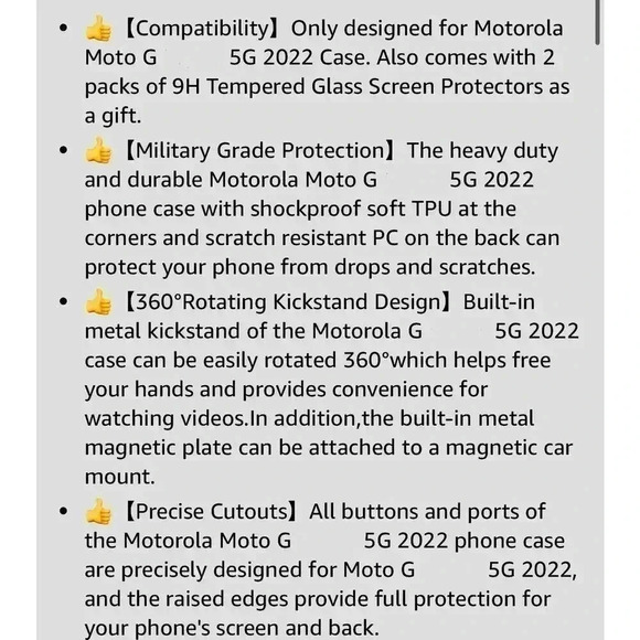 Magnetic Kickstand Case For Motorola Moto G 5G 2022 Blue + 2 Screen Protectors - Picture 11 of 11